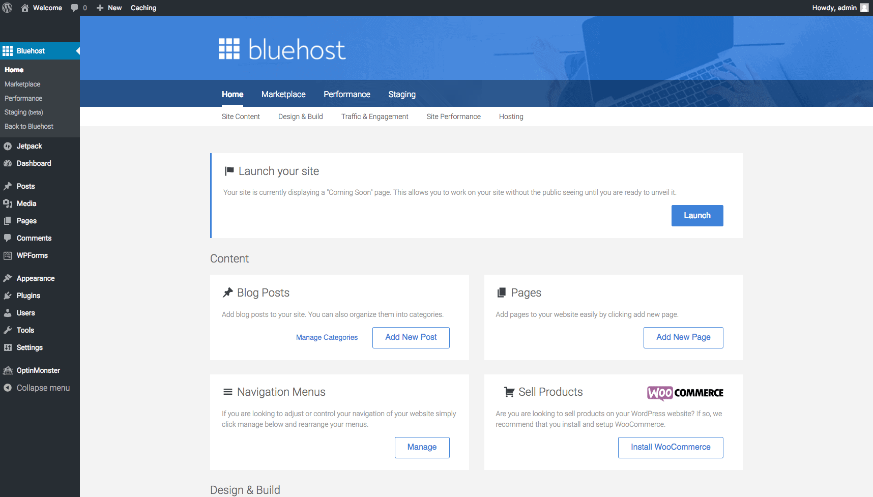 Bluehost launch your site