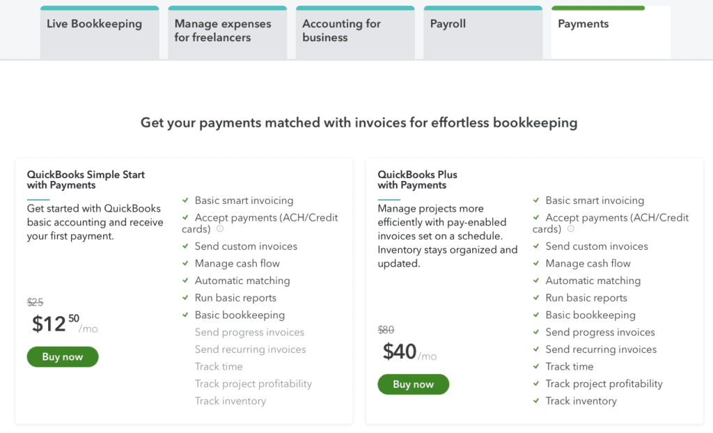 QuickBooks for payments