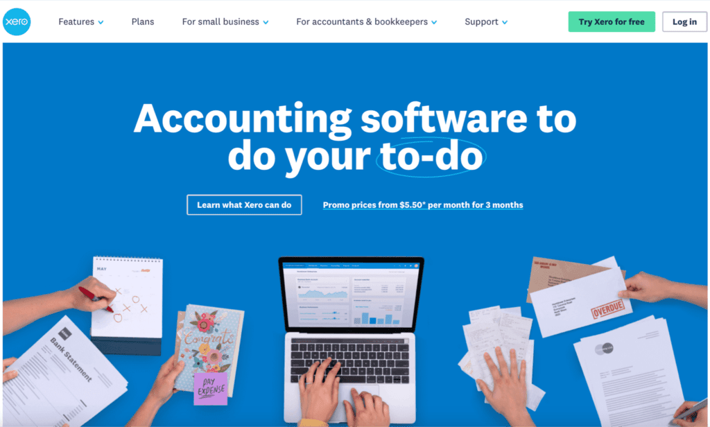 Xero homepage
