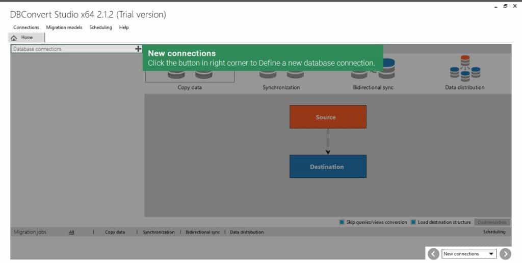 DBConvert Studio Dashboard DBConvert Studio Dashboard