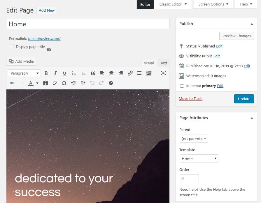 DreamHost Guide: WordPress Classic Editor