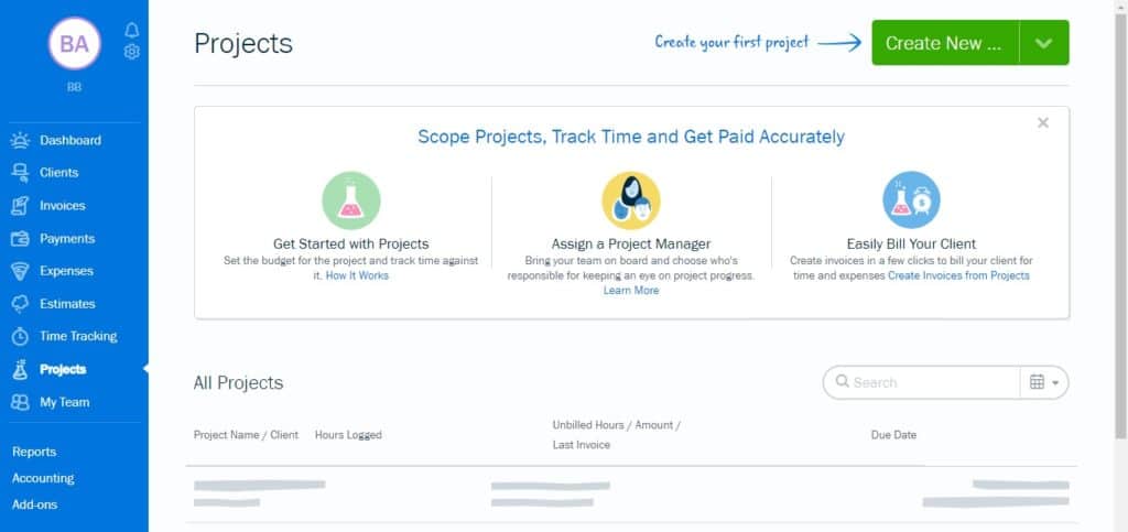 FreshBooks Project Management Features