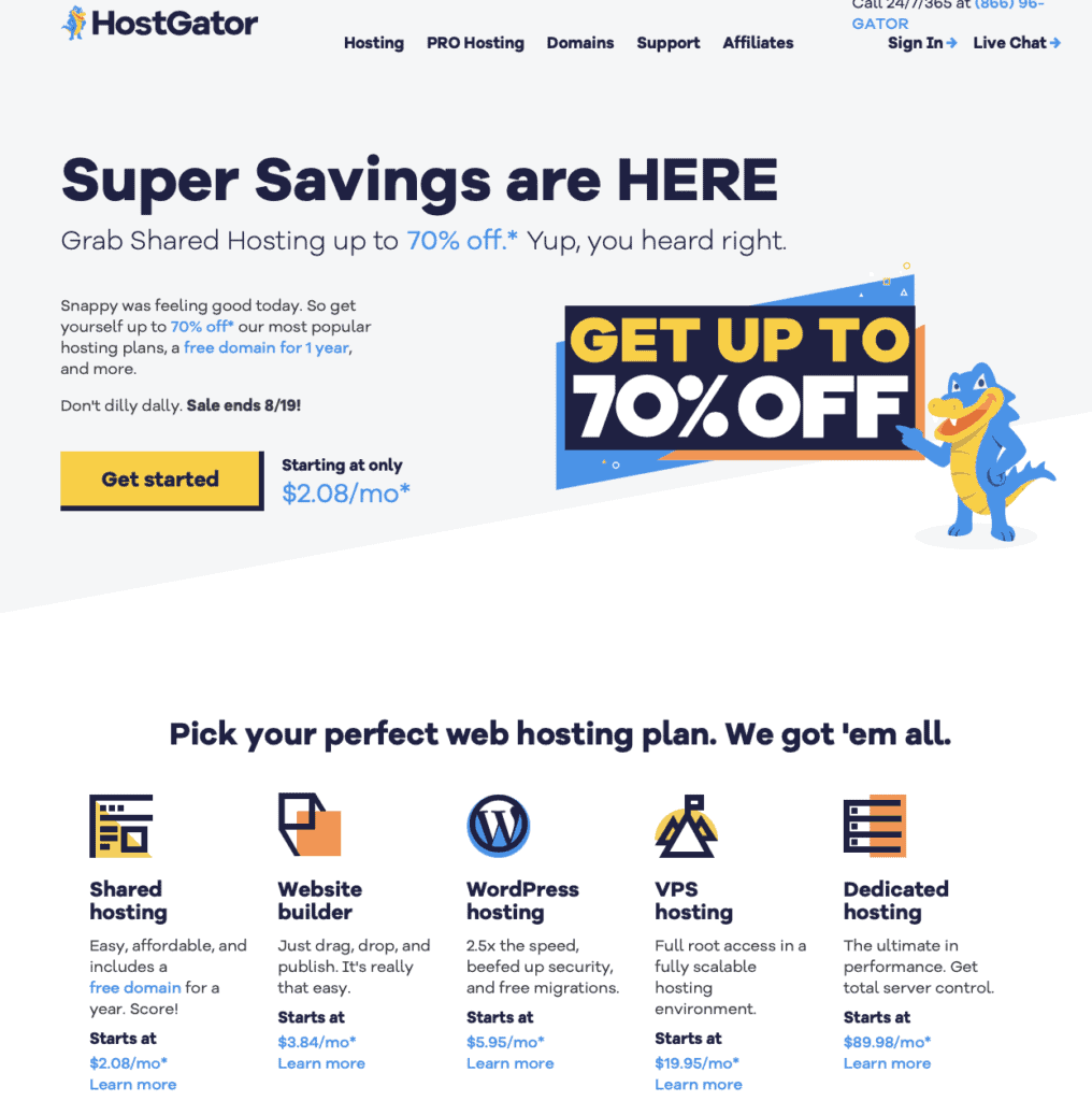 hostgator homepage