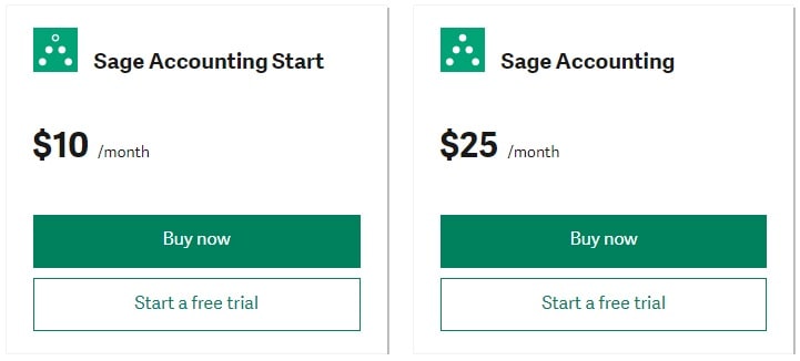 Sage Business Cloud Accounting Pricing Plan