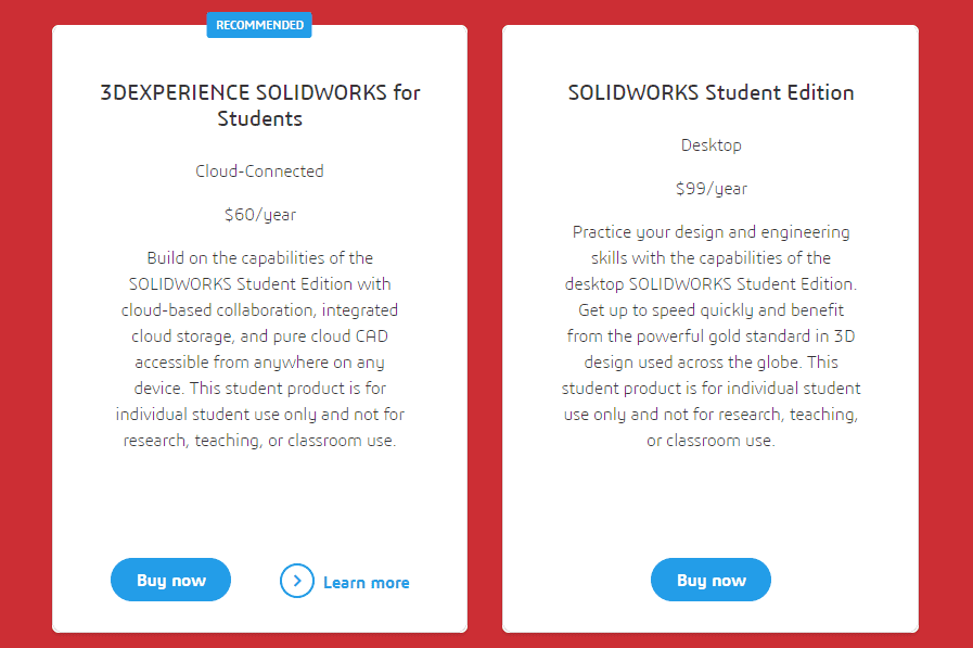 SolidWorks Pricing Plan For Students