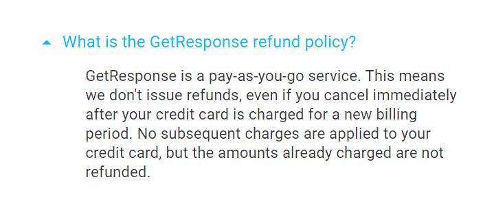 GetResponse Refund Policy