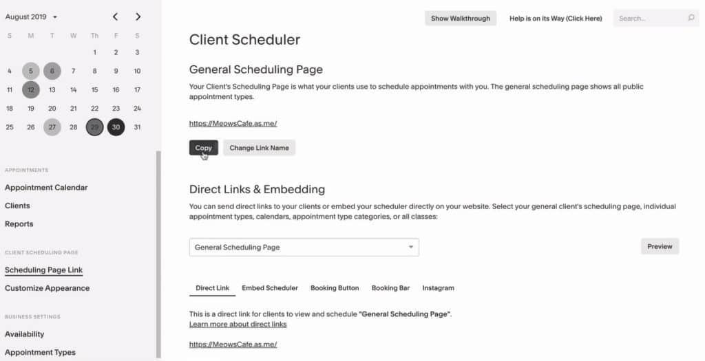 Acuity Scheduling Guide: Scheduling Link Sample
