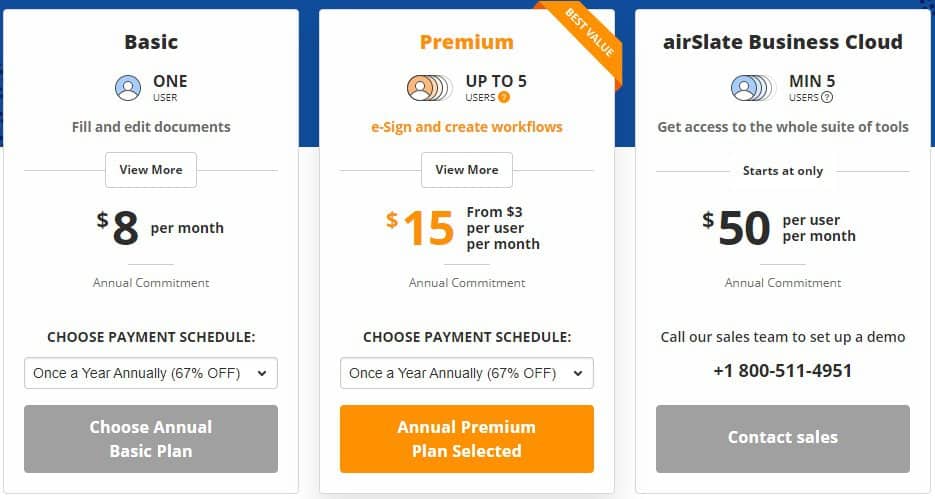 pdfFiller Pricing Plan