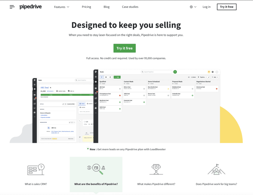 pipedrive homepage