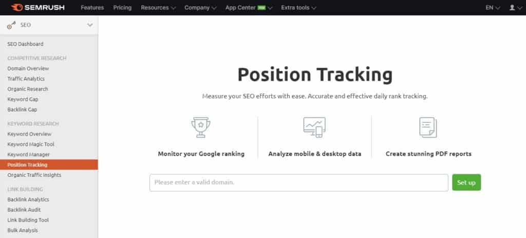 SEMrush Position Tracking Tools