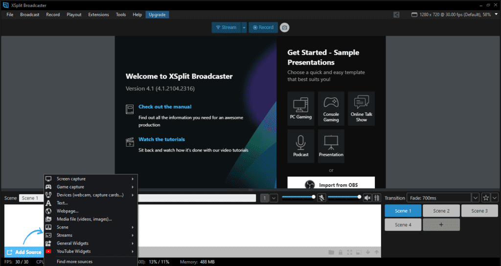 XSplit Broadcaster Desktop App