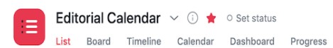 Asana Interface - Header