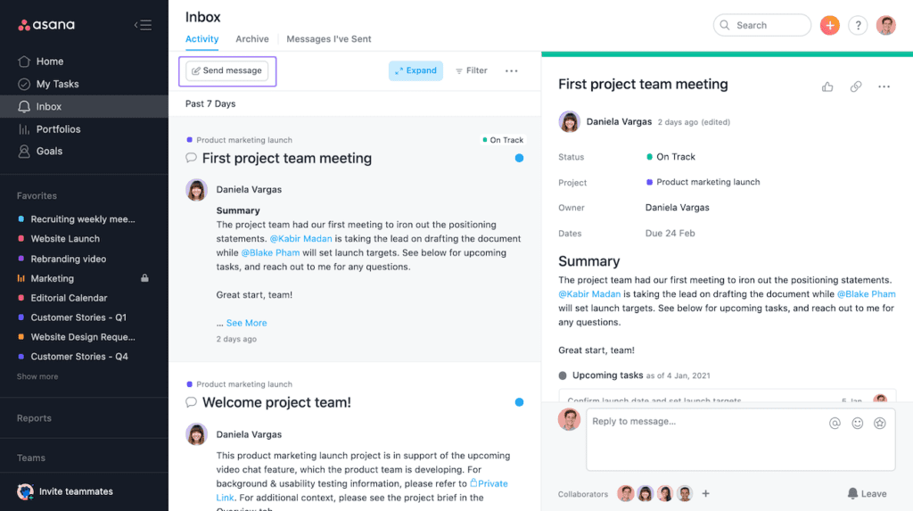 Asana Messages