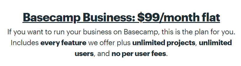 Basecamp Business Pricing