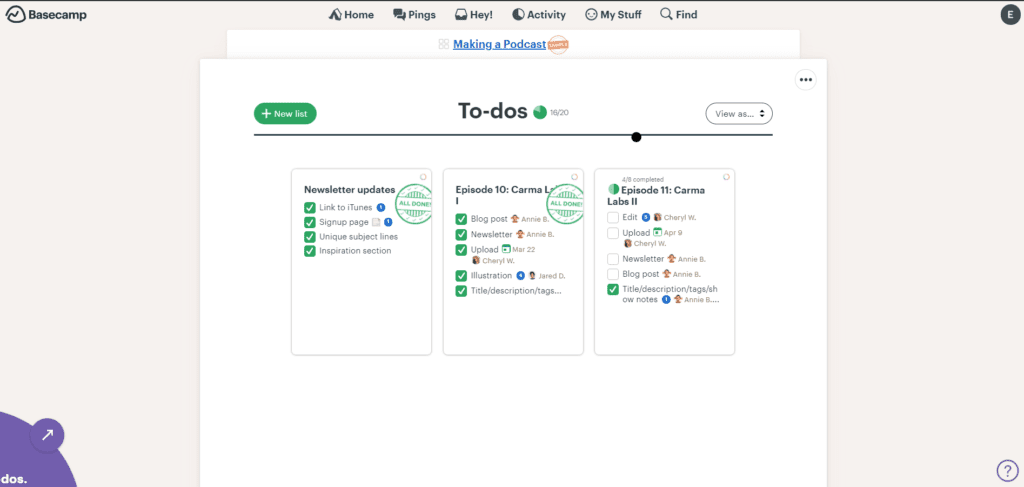 Basecamp To-Do Card View