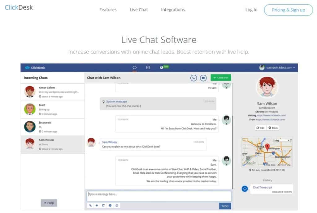 ClickDesk: Live Chat Software With Three-Way Conferencing Features