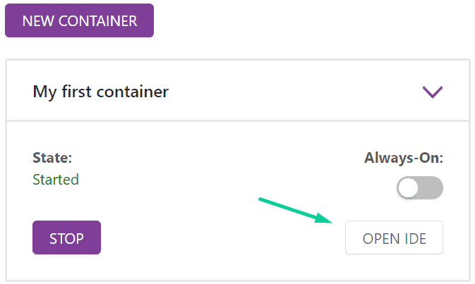 Codeanywhere Guide: Create New Container