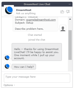 Dreamhost live chat