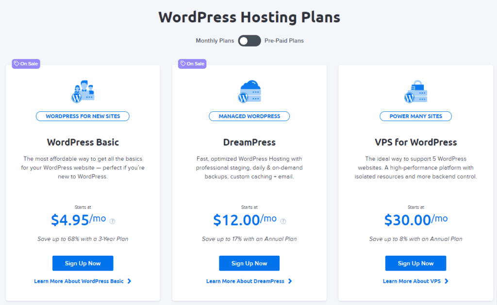 DreamHost WordPress Pricing Plan