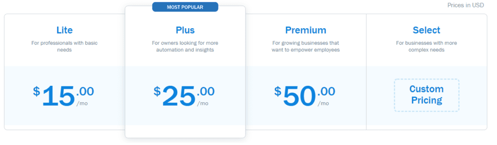 FreshBooks Pricing Plans