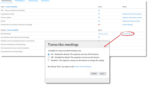 gotomeeting transcriptions and recordings