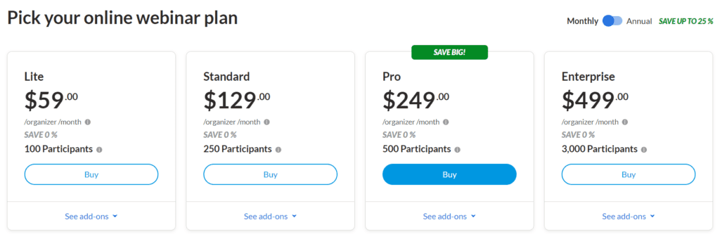 GoToWebinar Pricing
