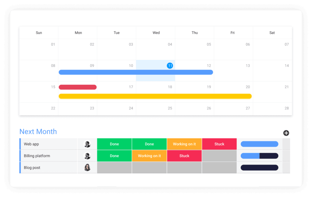Monday Calendar and Task Scheduler