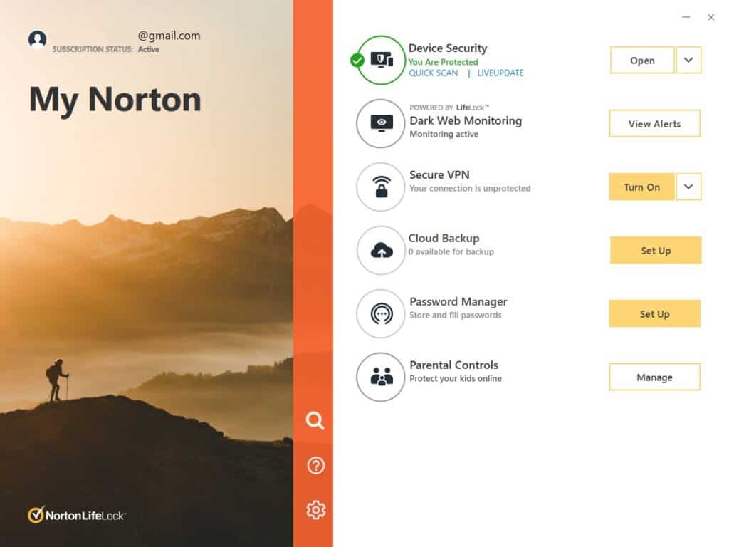 Norton User Interface
