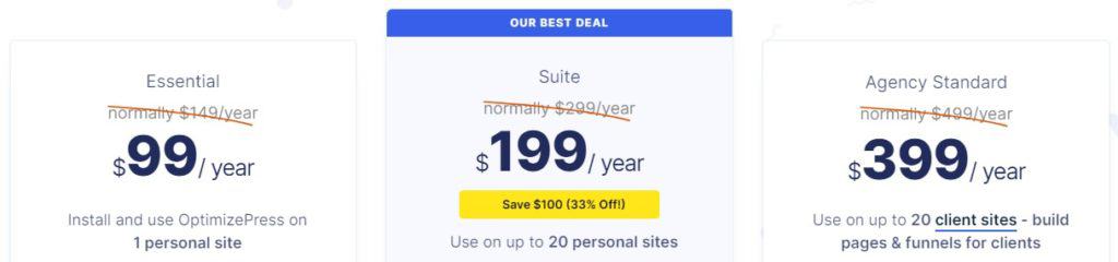 OptimizePress Pricing Plan