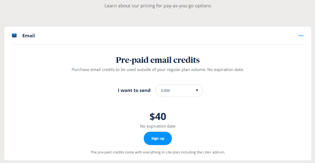 Sendinblue Pay-As-You-Go Pricing Pre-paid Email Credits