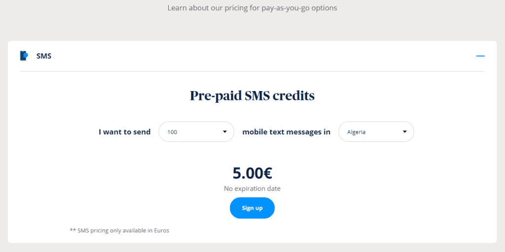 Sendinblue Pay-As-You-Go Pricing Pre-Paid SMS Credits