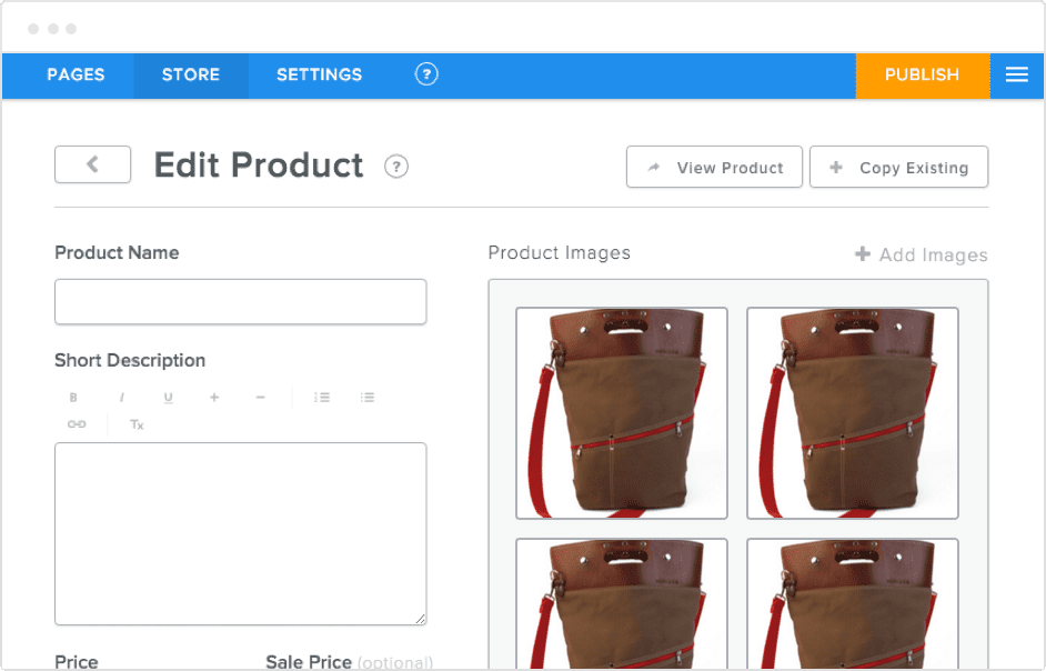 Weebly Edit Product Tab