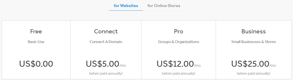 Weebly Pricing Plan