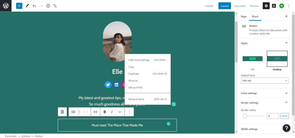 WordPress editor