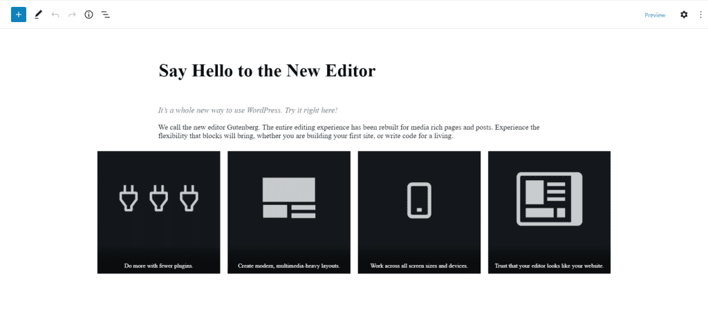 WordPress Gutenberg editor