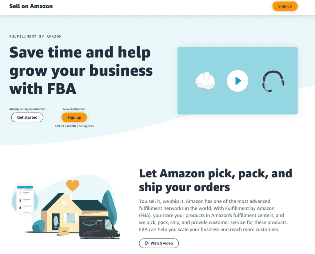Fulfillment By Amazon (FBA) home page
