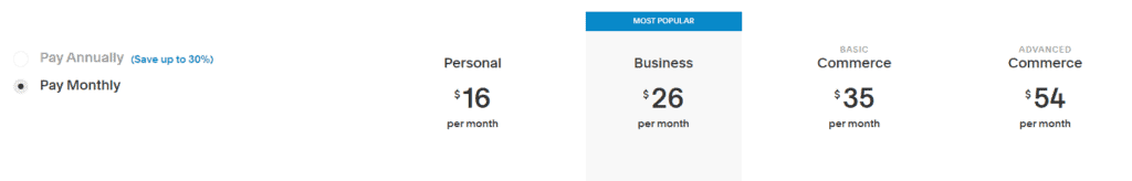 Squarespace Pricing Monthly