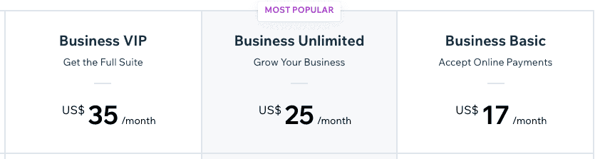 Wix Pricing For Business and eCommerce