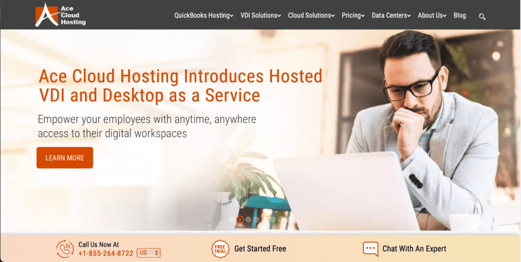 ace cloud hosting homepage