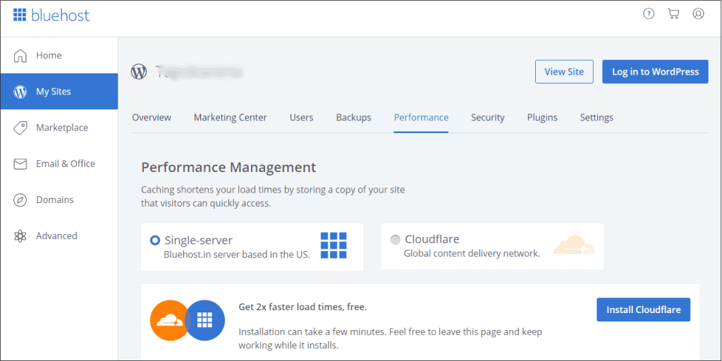 Bluehost using Cloudflare CDM