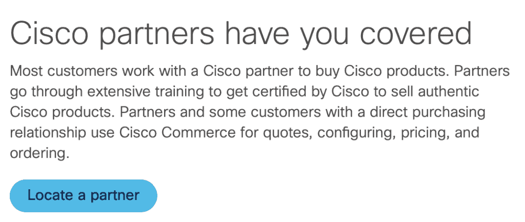 cisco pricing requires contacting a partner