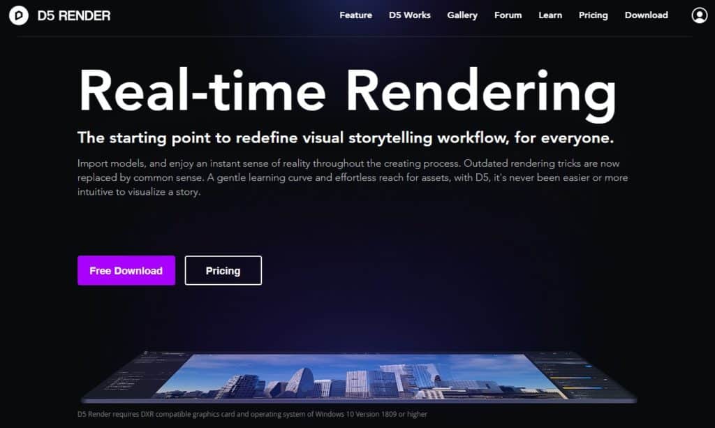 D5 Render: Real-Time Rendering Software For Windows OS