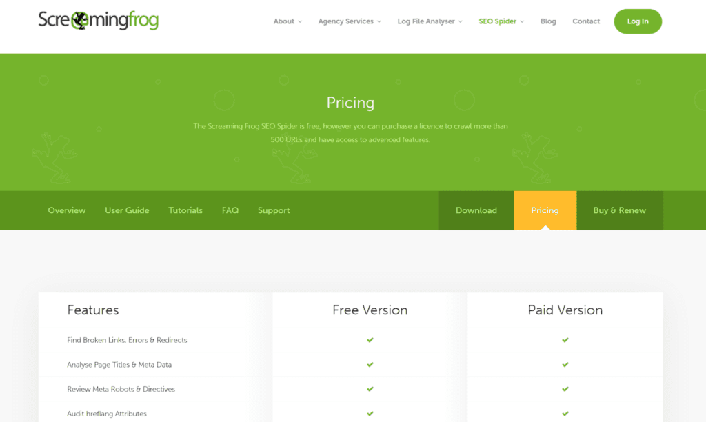 ScreamingFrog Pricing Plans