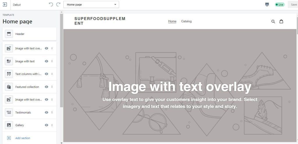 Shopify key feature: customize text and image