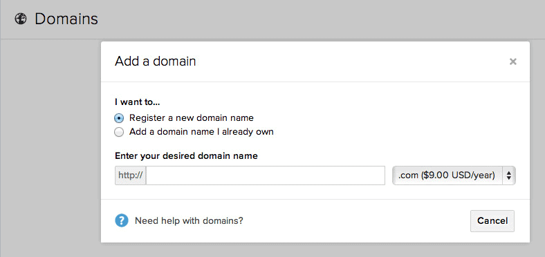 Shopify key feature: domain name