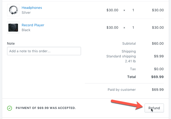 Shopify key feature: refunds