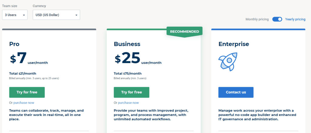 Smartsheet Annual Pricing Plans