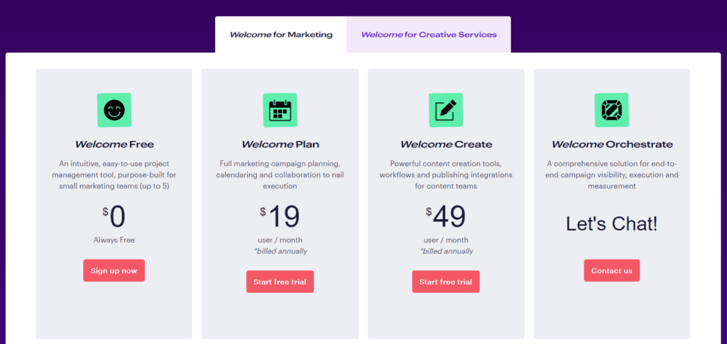 Welcome Pricing Plans