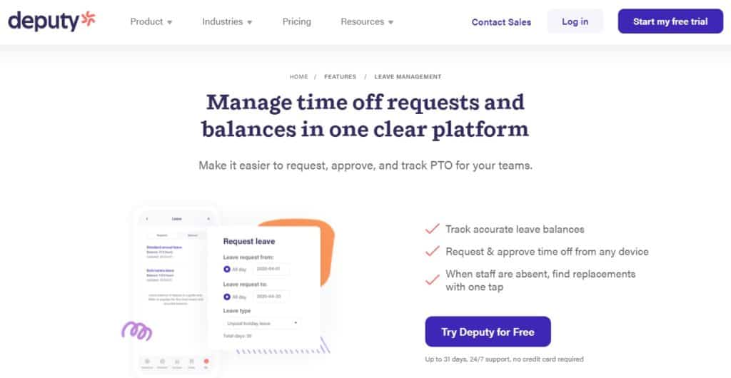 Deputy: Easy-To-Use Leave & Absence Management Software