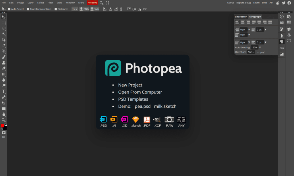 Photopea Content Creation Software